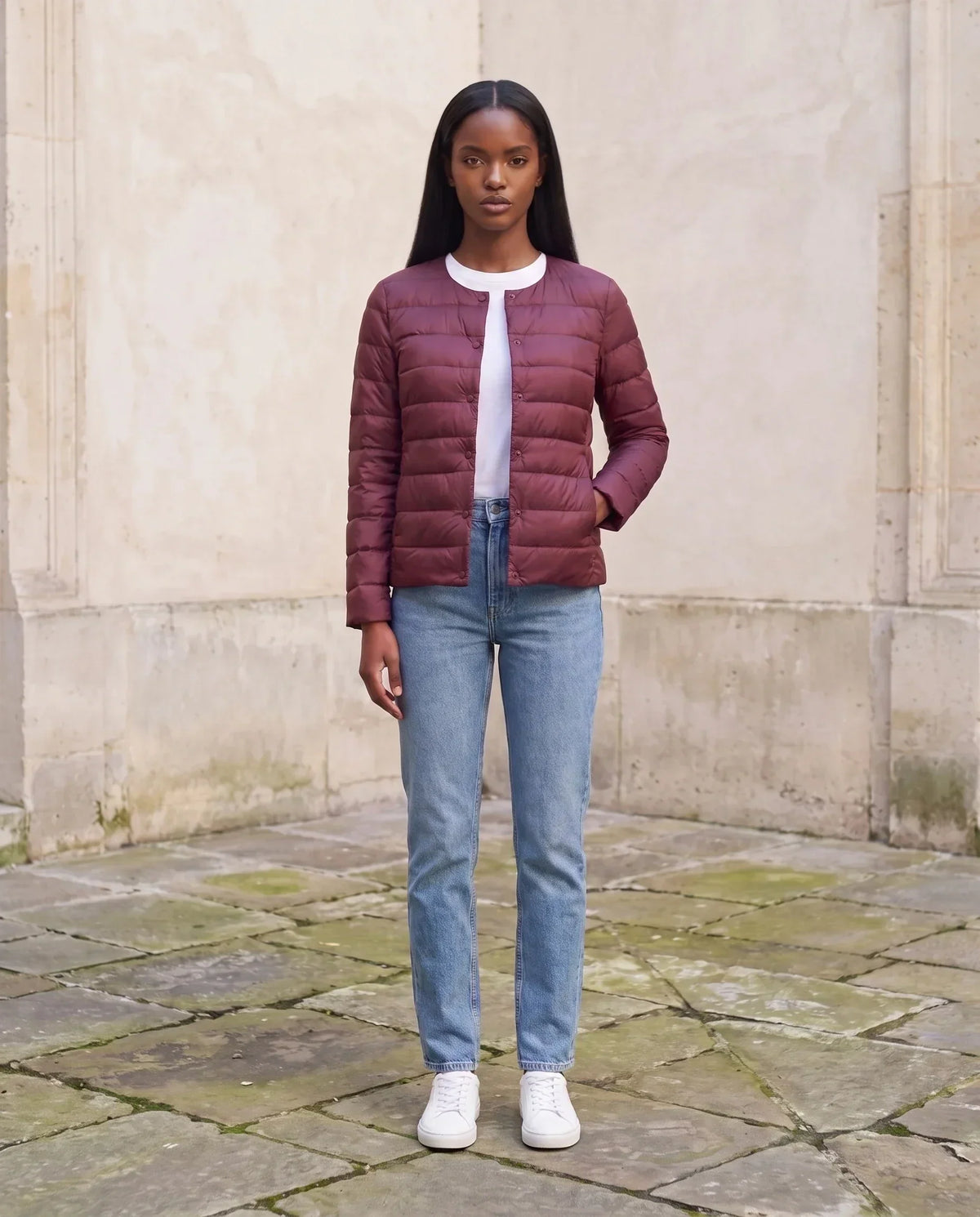 Lightweight Puffer Jacket with Convertible Collar
