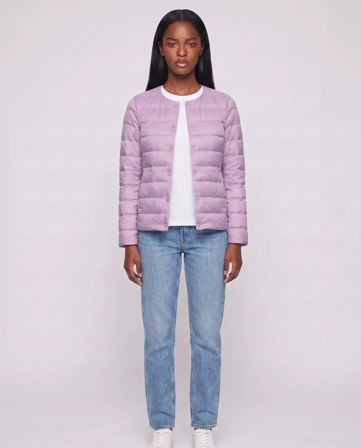 Lightweight Puffer Jacket with Convertible Collar