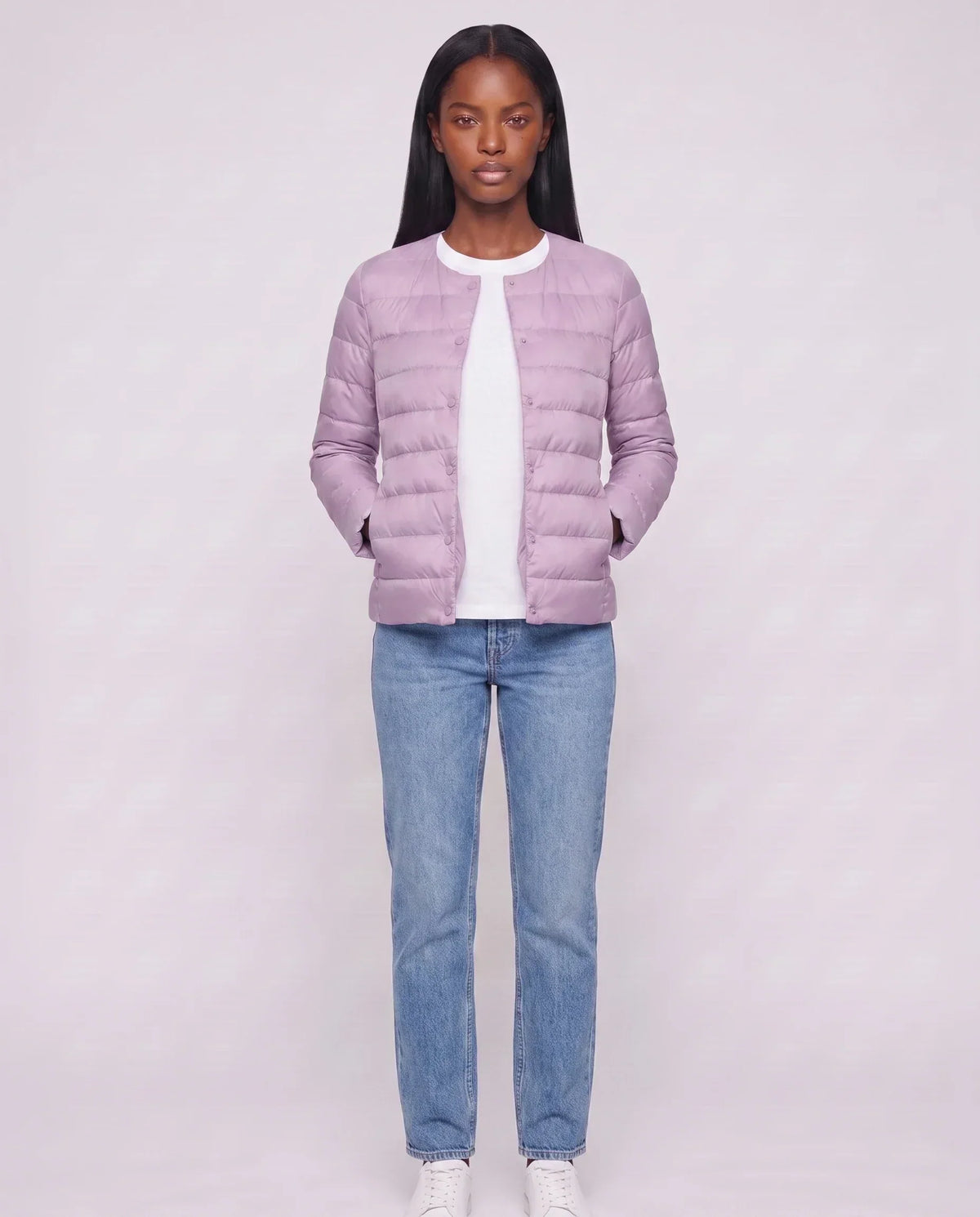 Lightweight Puffer Jacket with Convertible Collar