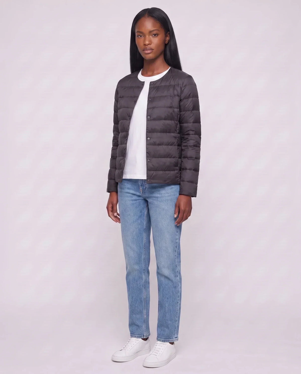 Lightweight Puffer Jacket with Convertible Collar