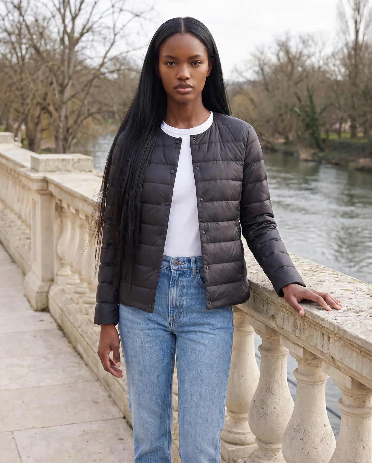 Lightweight Puffer Jacket with Convertible Collar