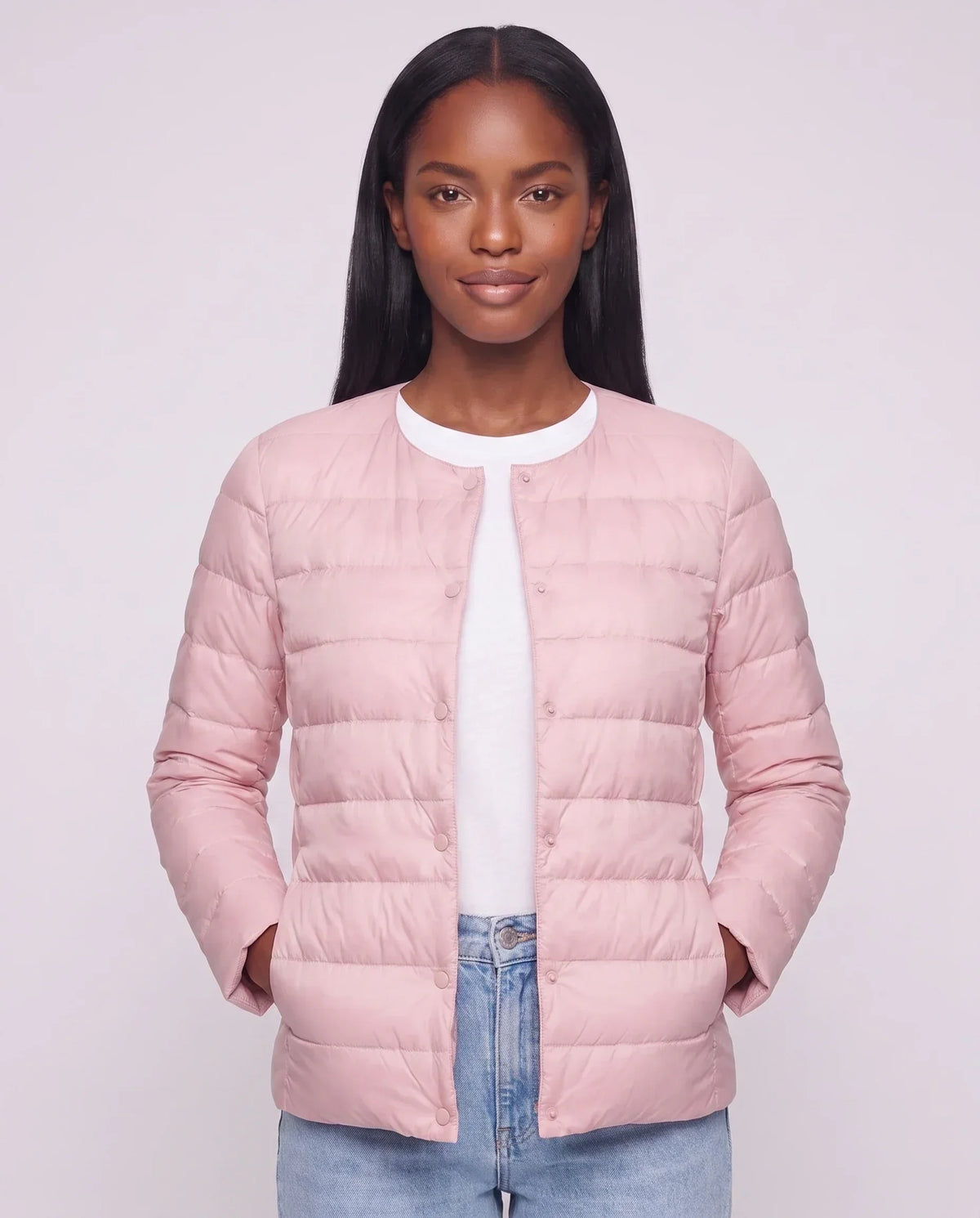 Lightweight Puffer Jacket with Convertible Collar