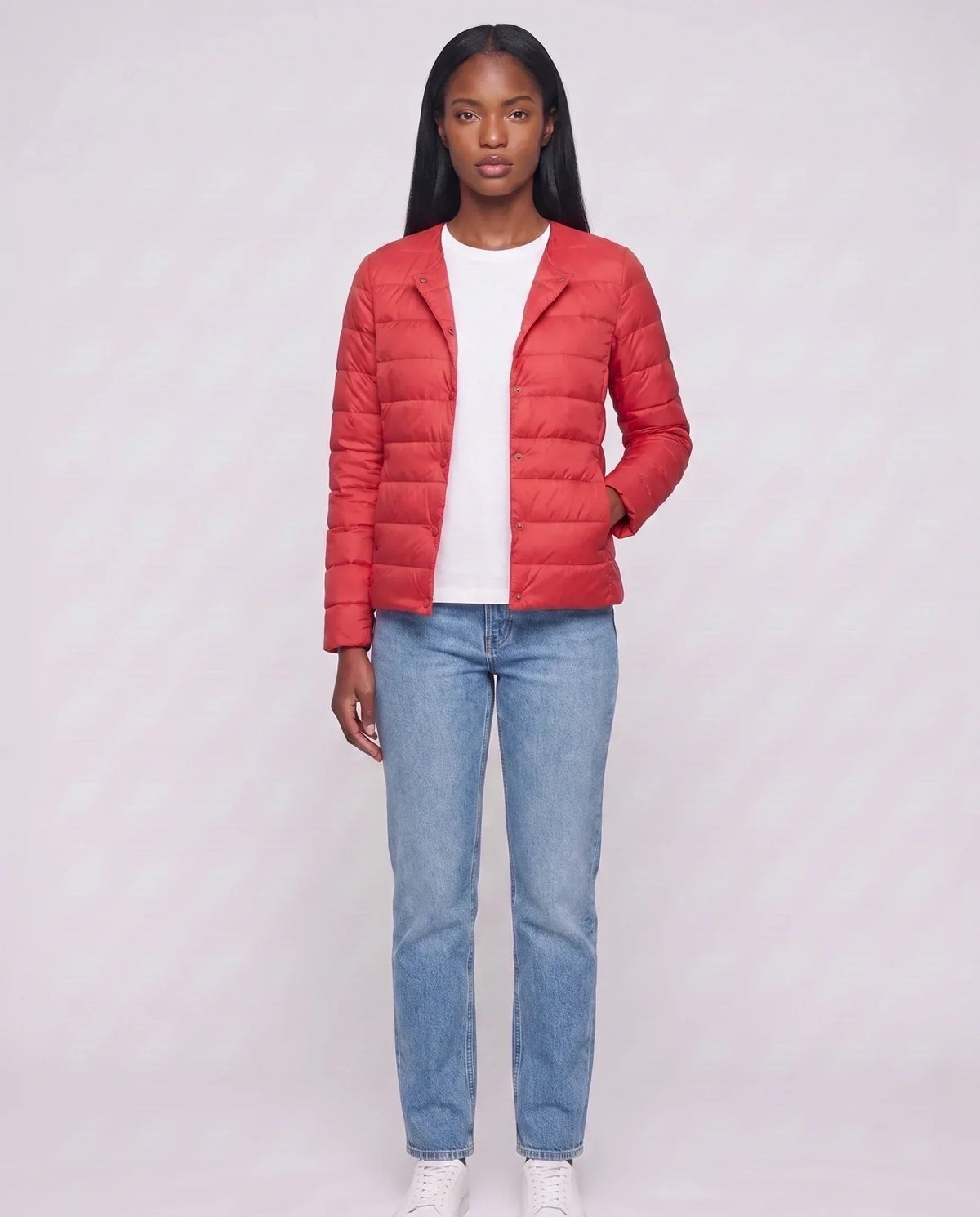 Lightweight Puffer Jacket with Convertible Collar