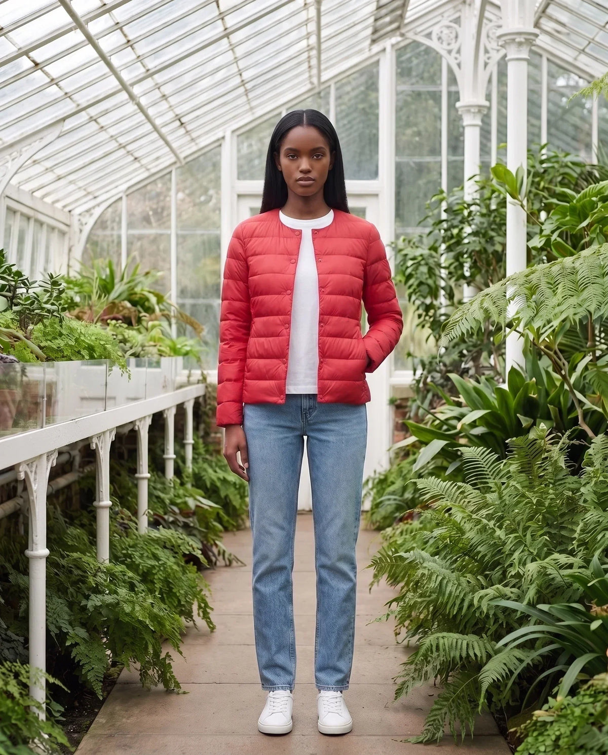 Lightweight Puffer Jacket with Convertible Collar