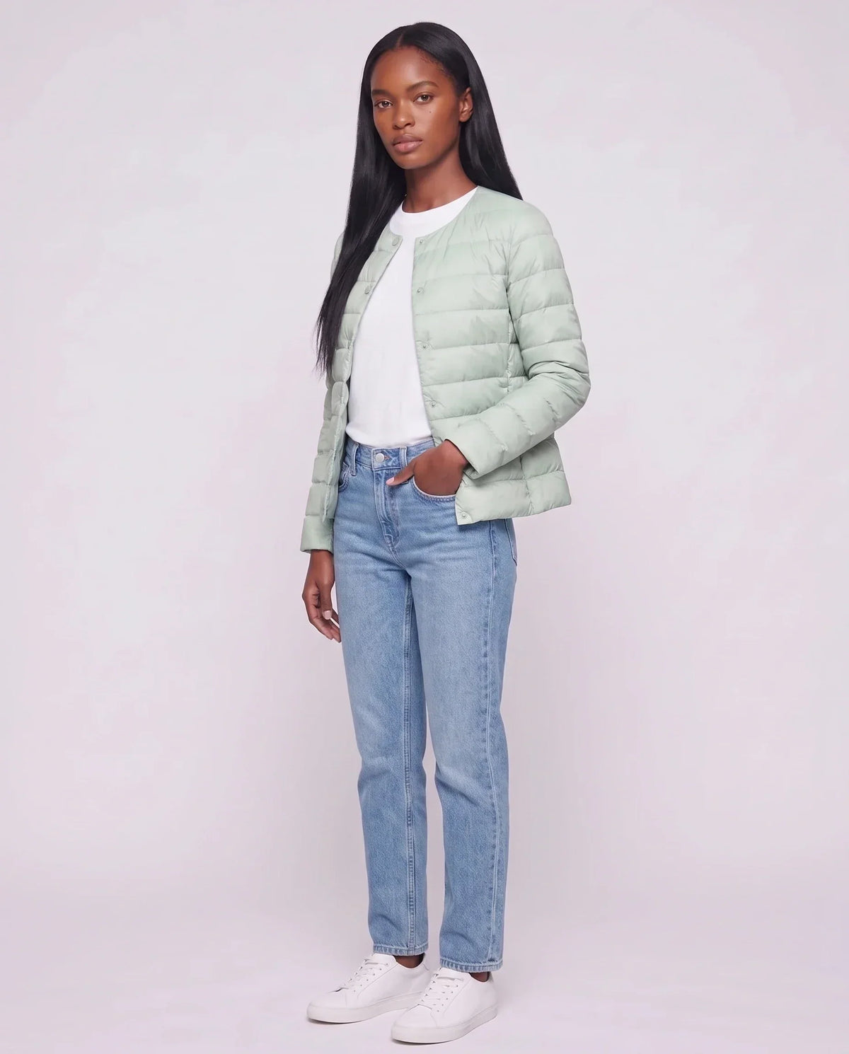 Lightweight Puffer Jacket with Convertible Collar