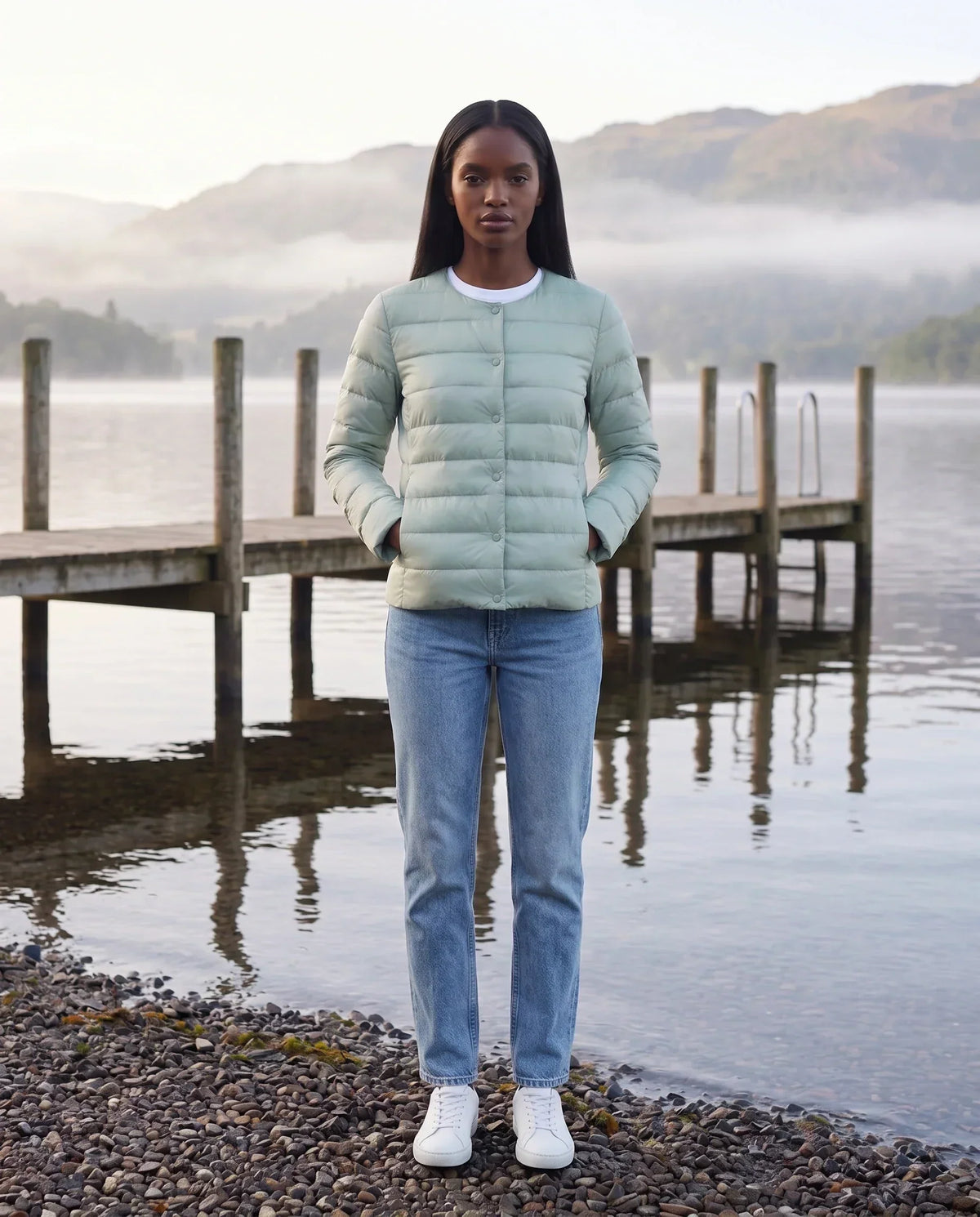 Lightweight Puffer Jacket with Convertible Collar