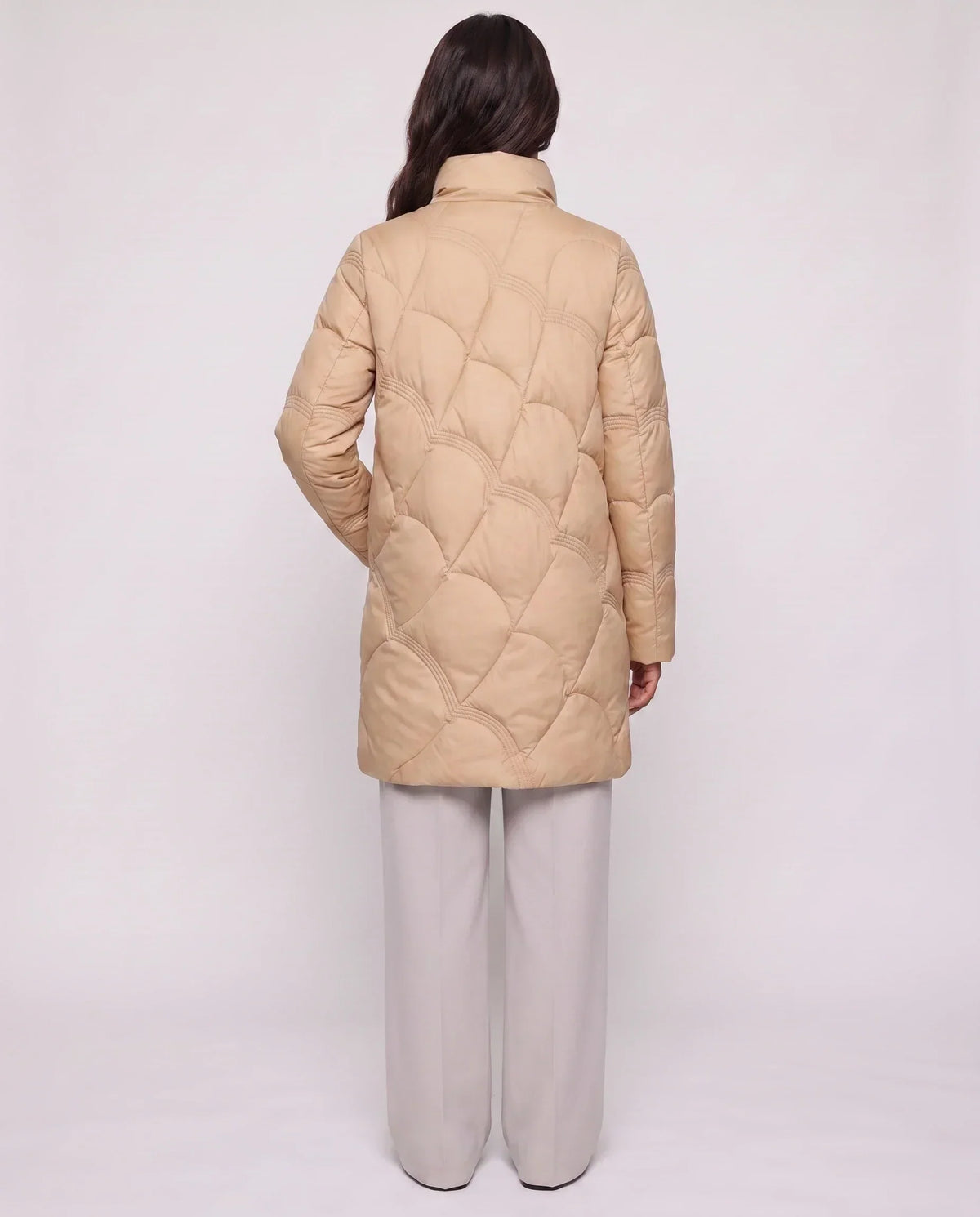 Lightweight Mid-Length Puffer Jacket with Wave Quilting