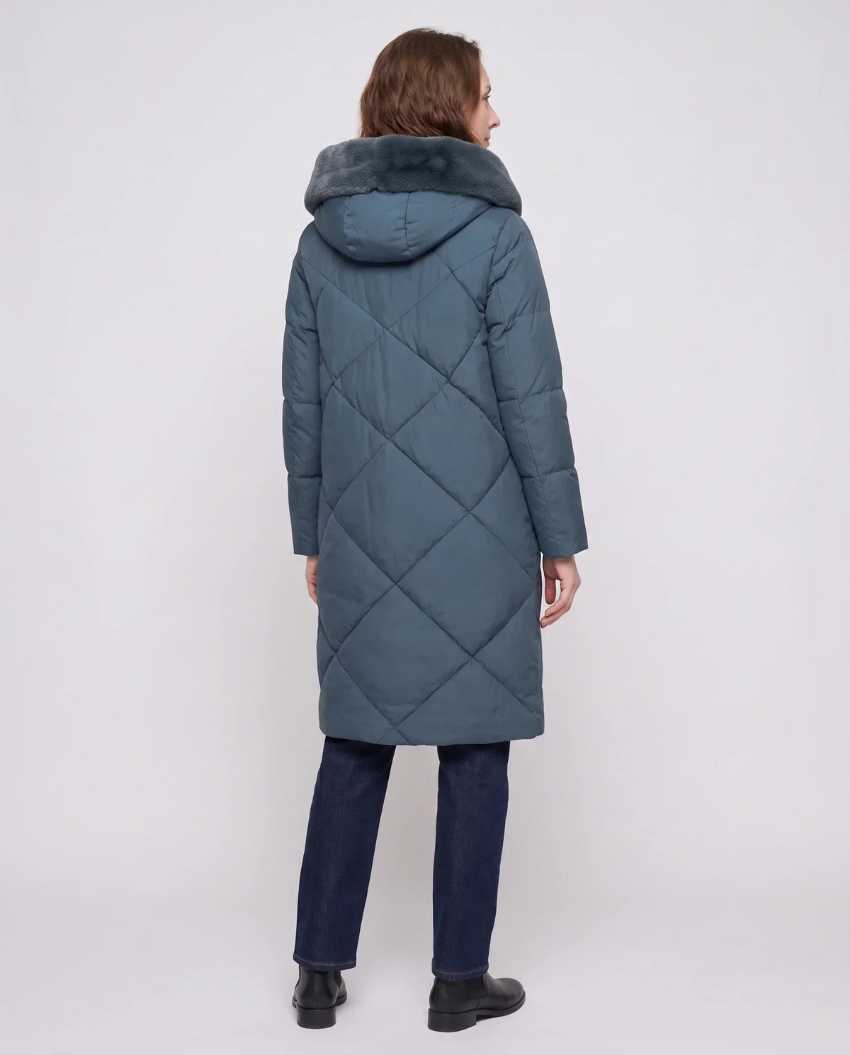 Long Puffer Jacket with Faux Fur-Lined Hood