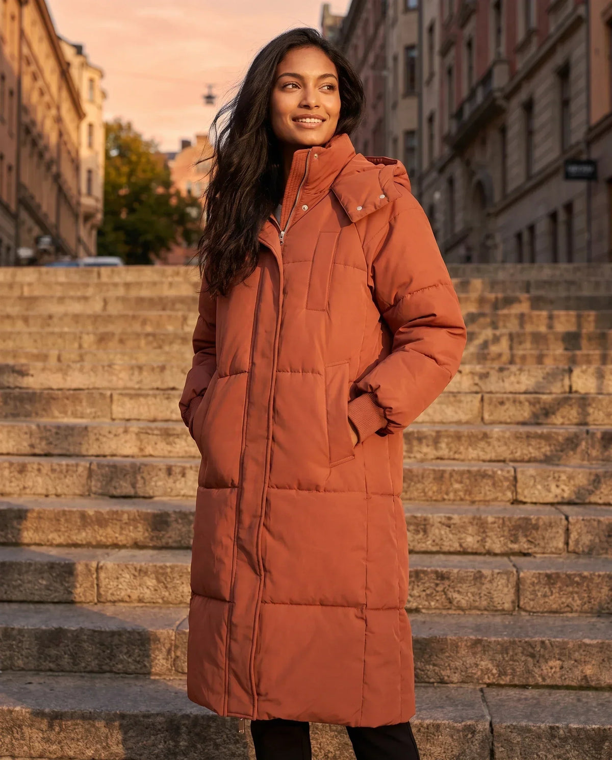 Long Hooded Puffer Jacket