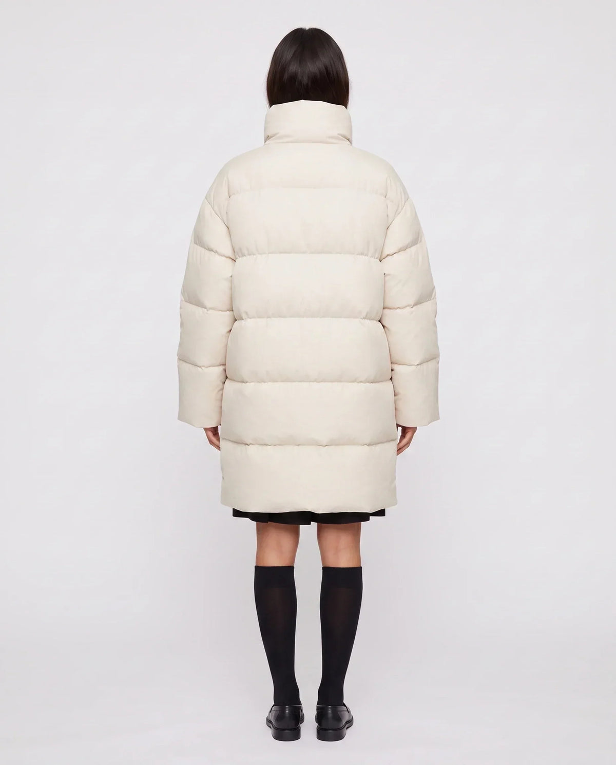 Long Cocoon Puffer Jacket with Funnel Collar