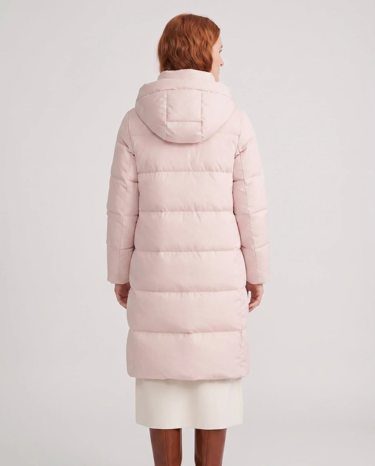 Long Water-Repellent Puffer Jacket with Hood Collar
