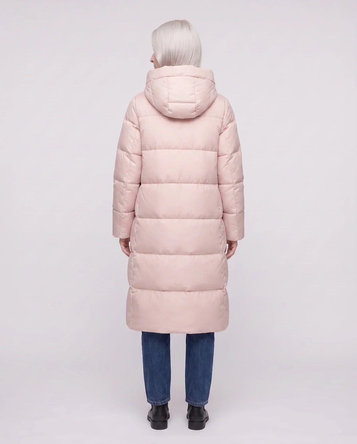 Long Flared Puffer Jacket with Water-Repellent Hood