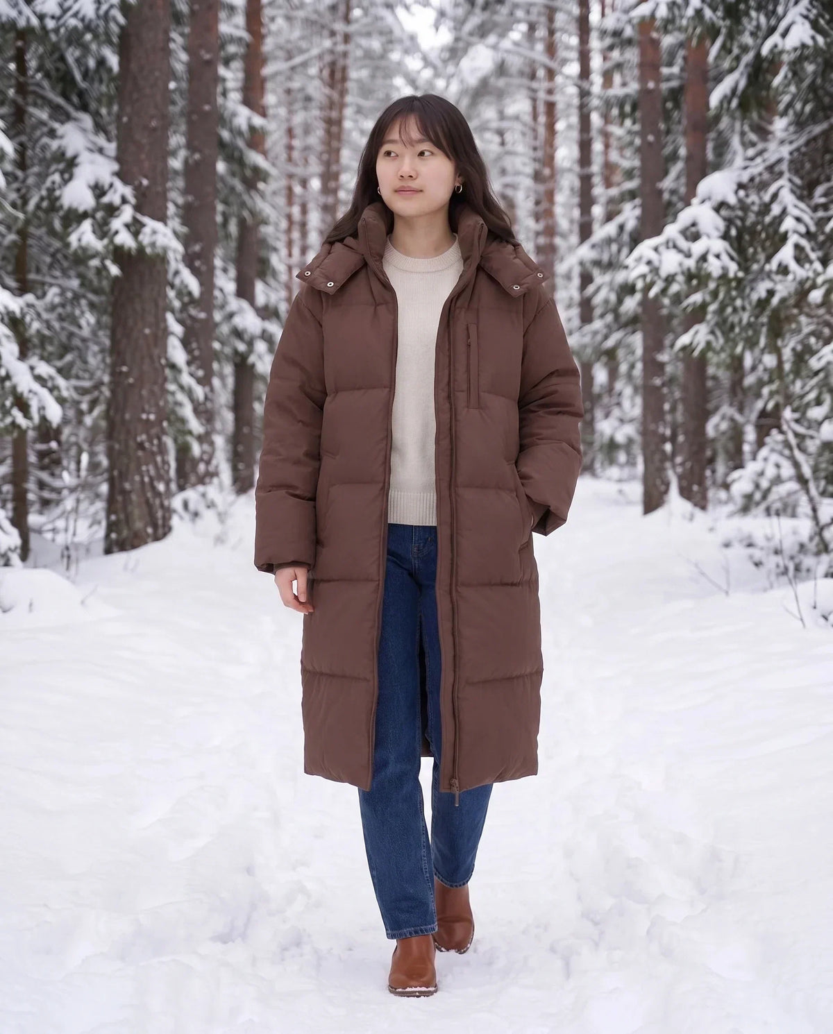 Long Oversized Hooded Puffer Jacket