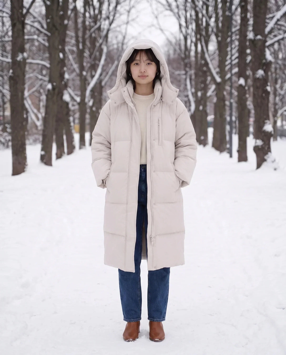Long Oversized Hooded Puffer Jacket