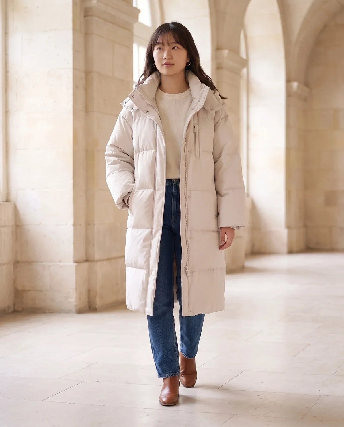 Long Oversized Hooded Puffer Jacket