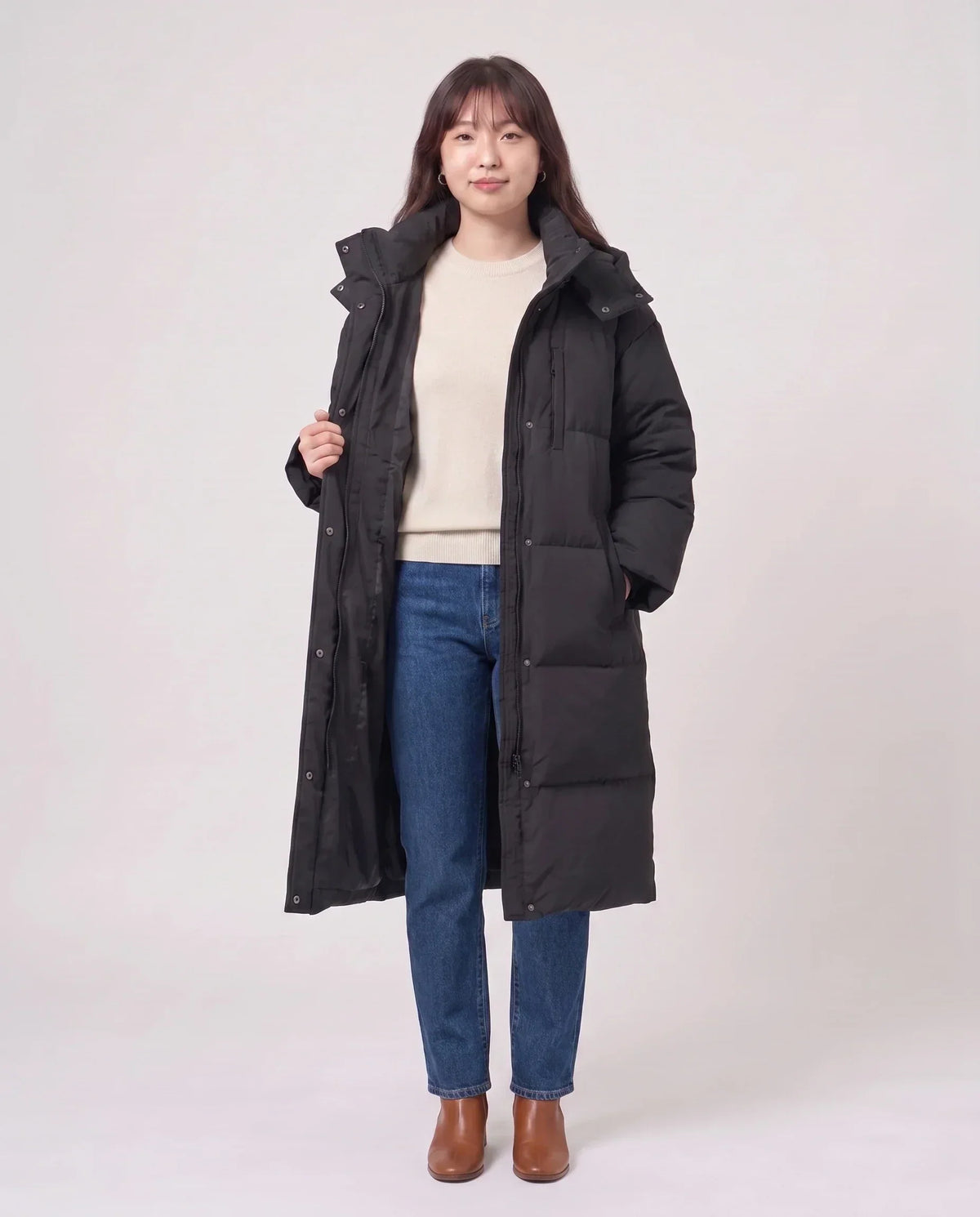 Long Oversized Hooded Puffer Jacket