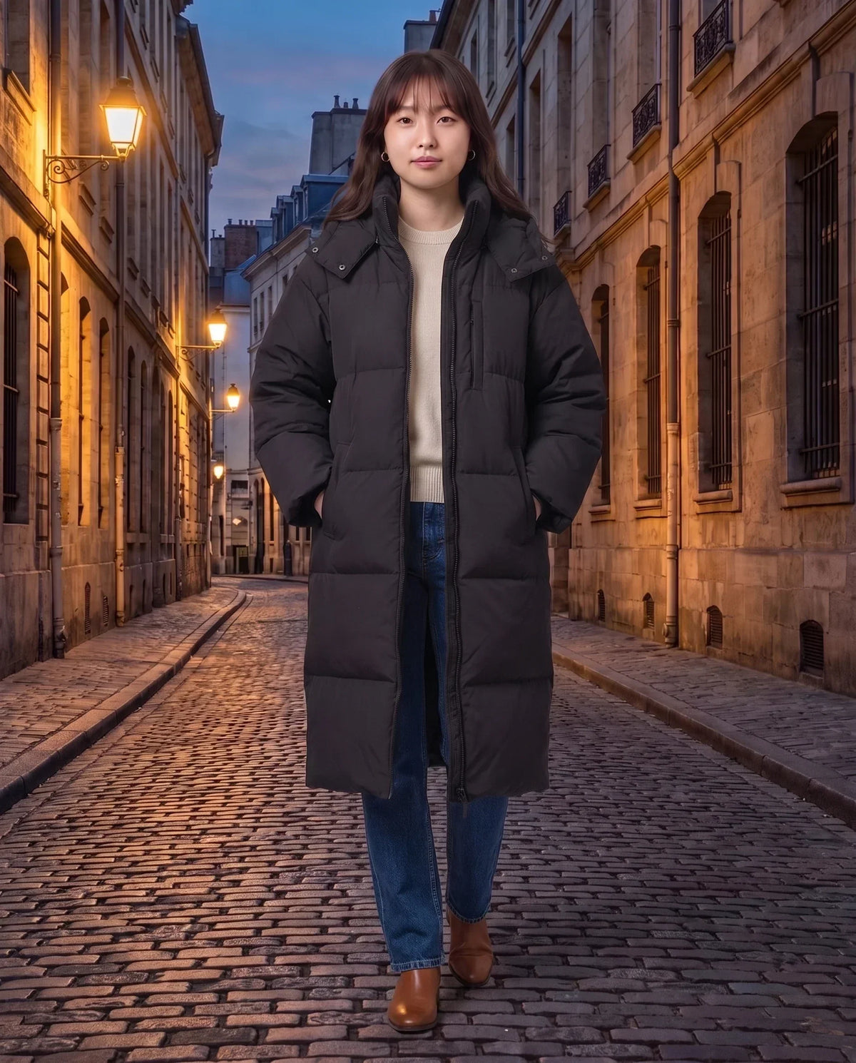 Long Oversized Hooded Puffer Jacket