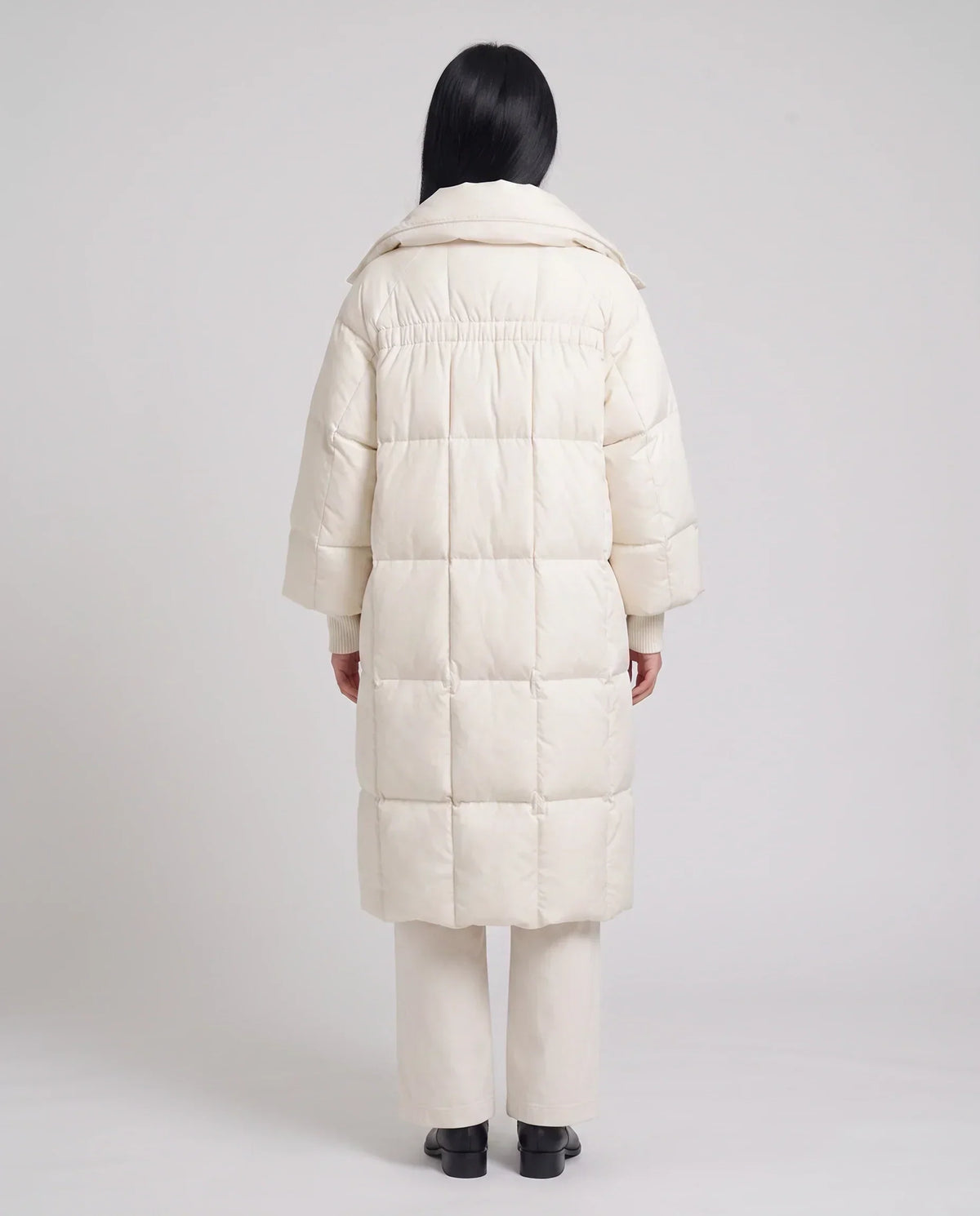 Long Oversized Puffer Jacket with Zip Hood Collar