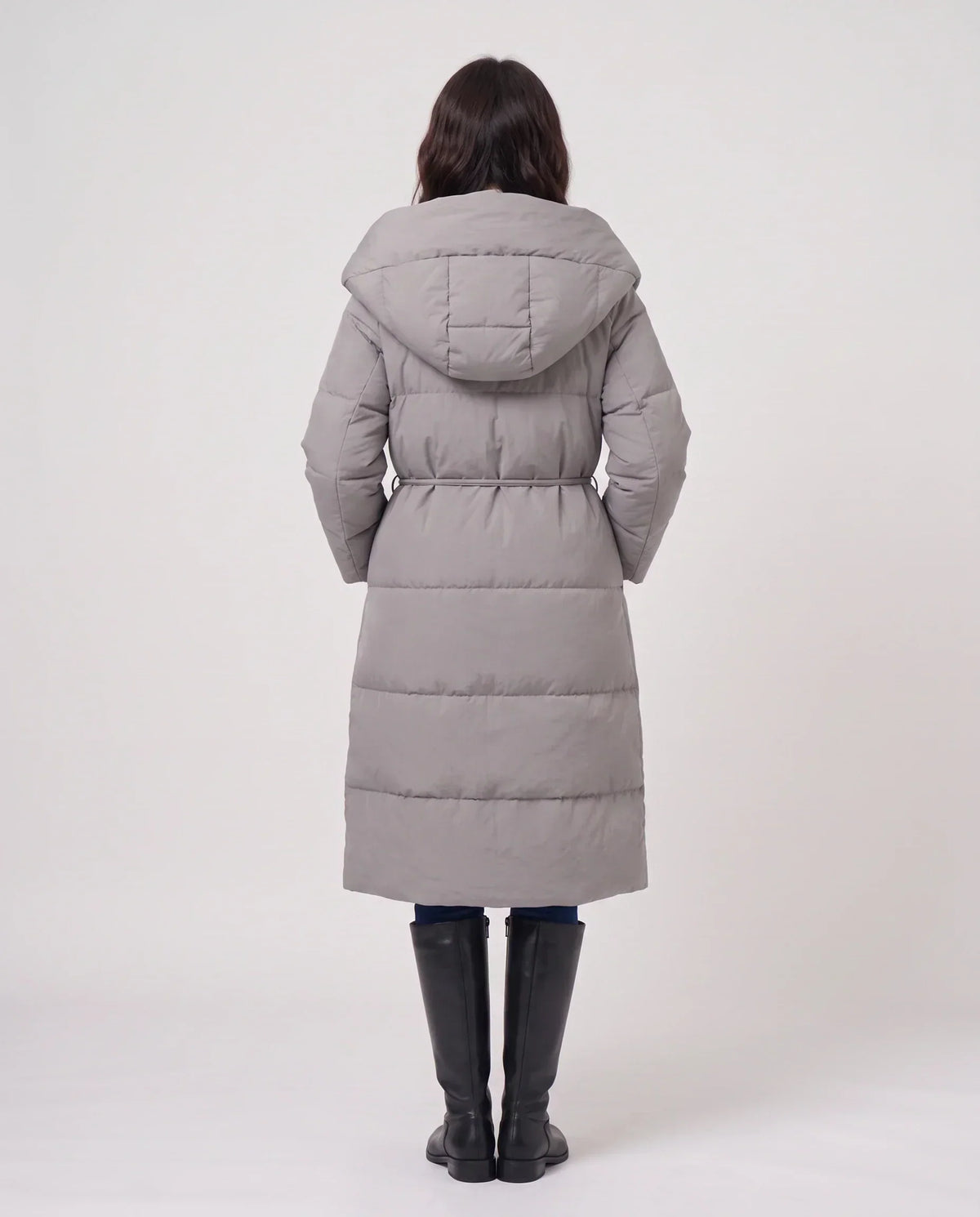 Long Oversized Wrap Puffer Coat with Hood