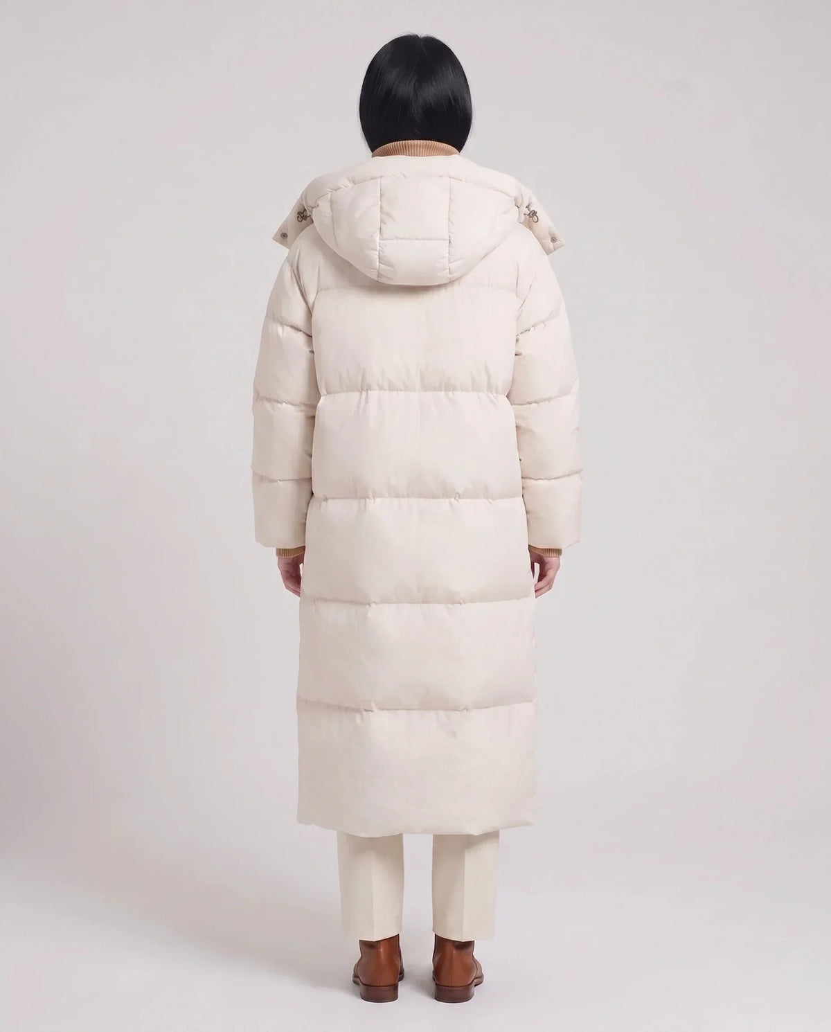 Maxi Oversized Hooded Puffer Jacket with Poppers