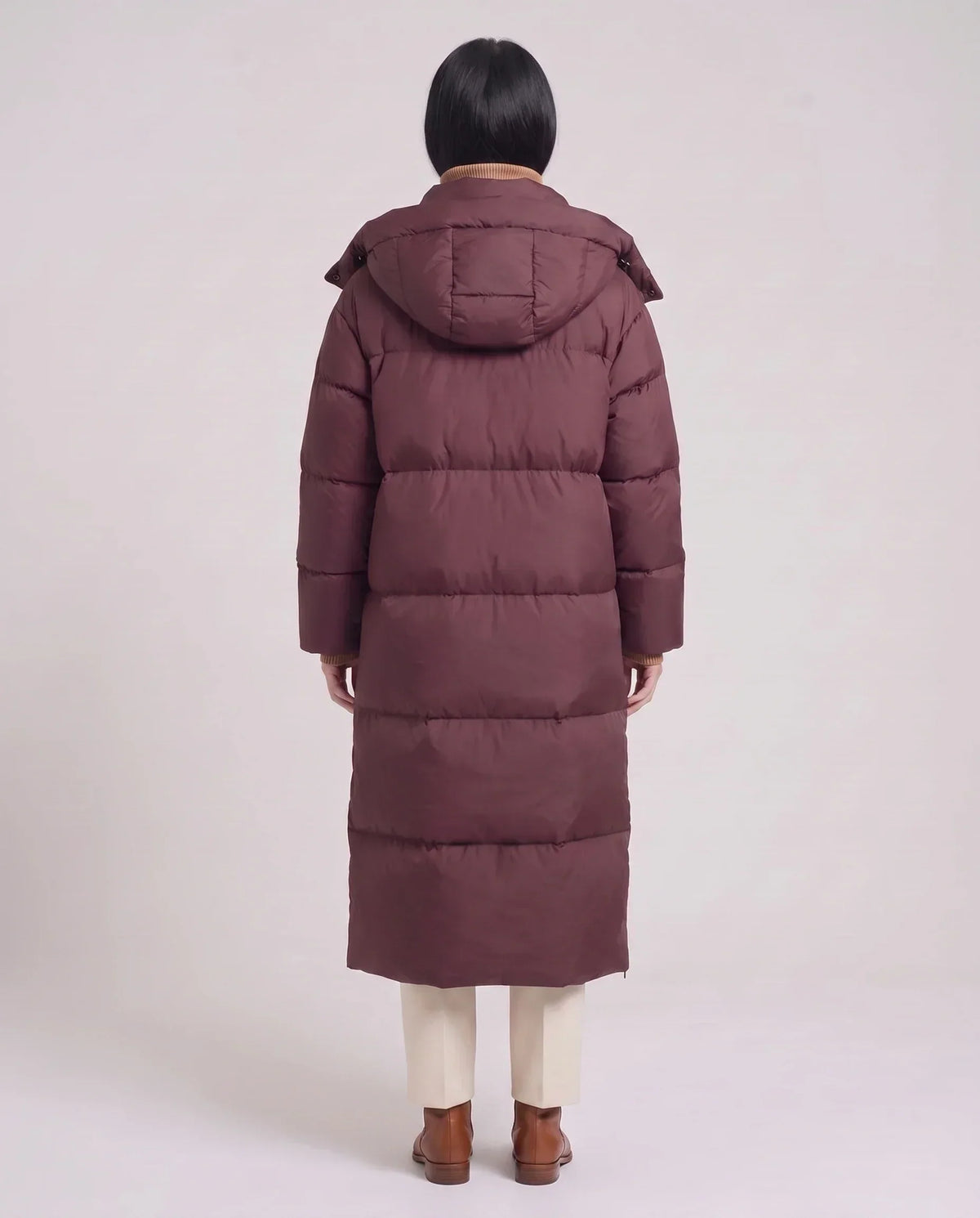 Maxi Oversized Hooded Puffer Jacket with Poppers