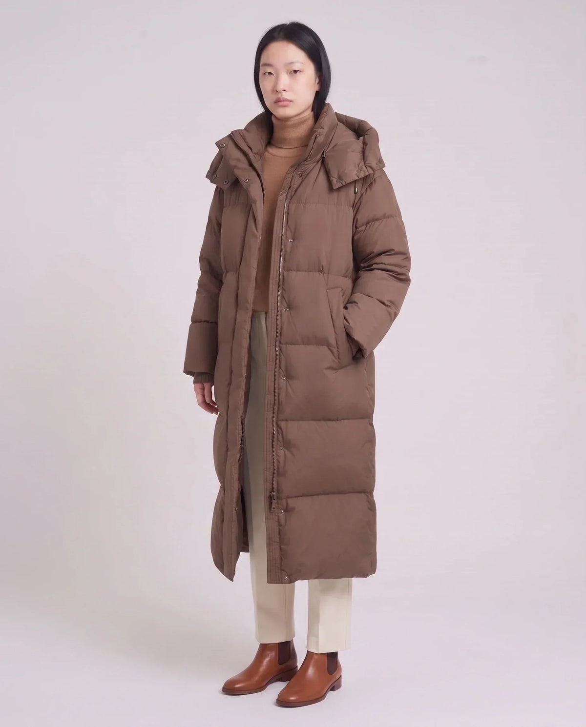 Maxi Oversized Hooded Puffer Jacket with Poppers