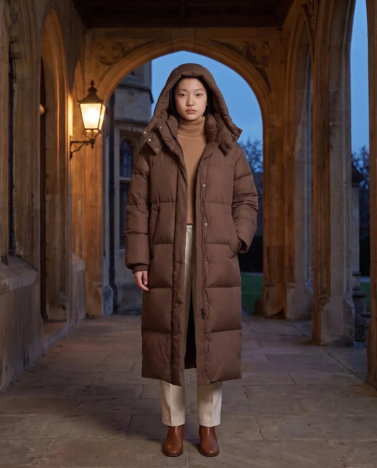 Maxi Oversized Hooded Puffer Jacket with Poppers