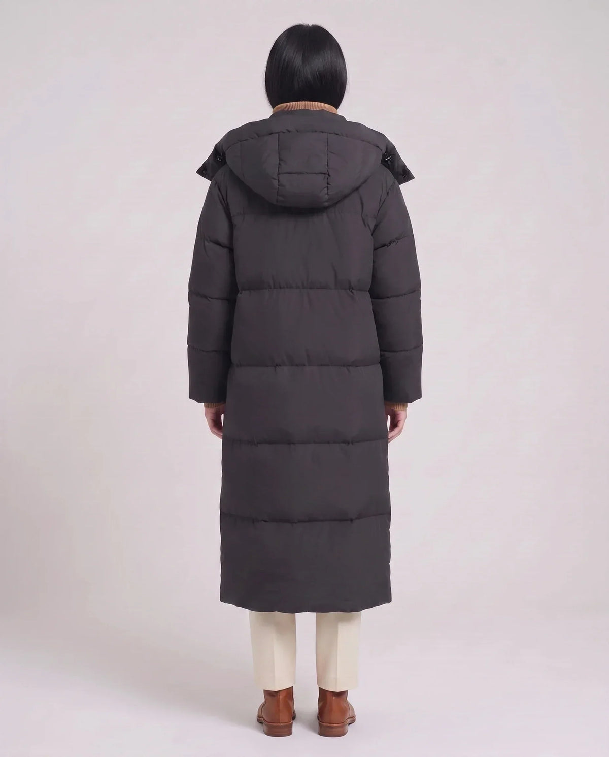 Maxi Oversized Hooded Puffer Jacket with Poppers