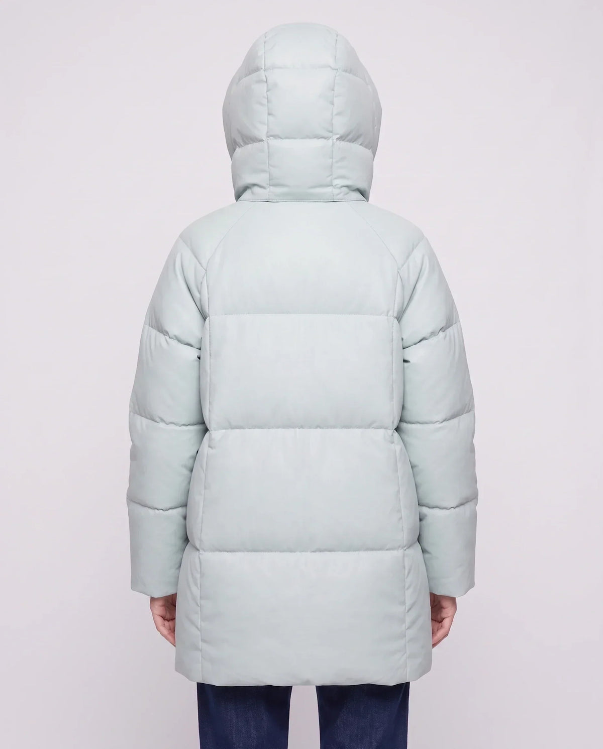 Mid-Length Puffer Jacket with Oversized Funnel Hood