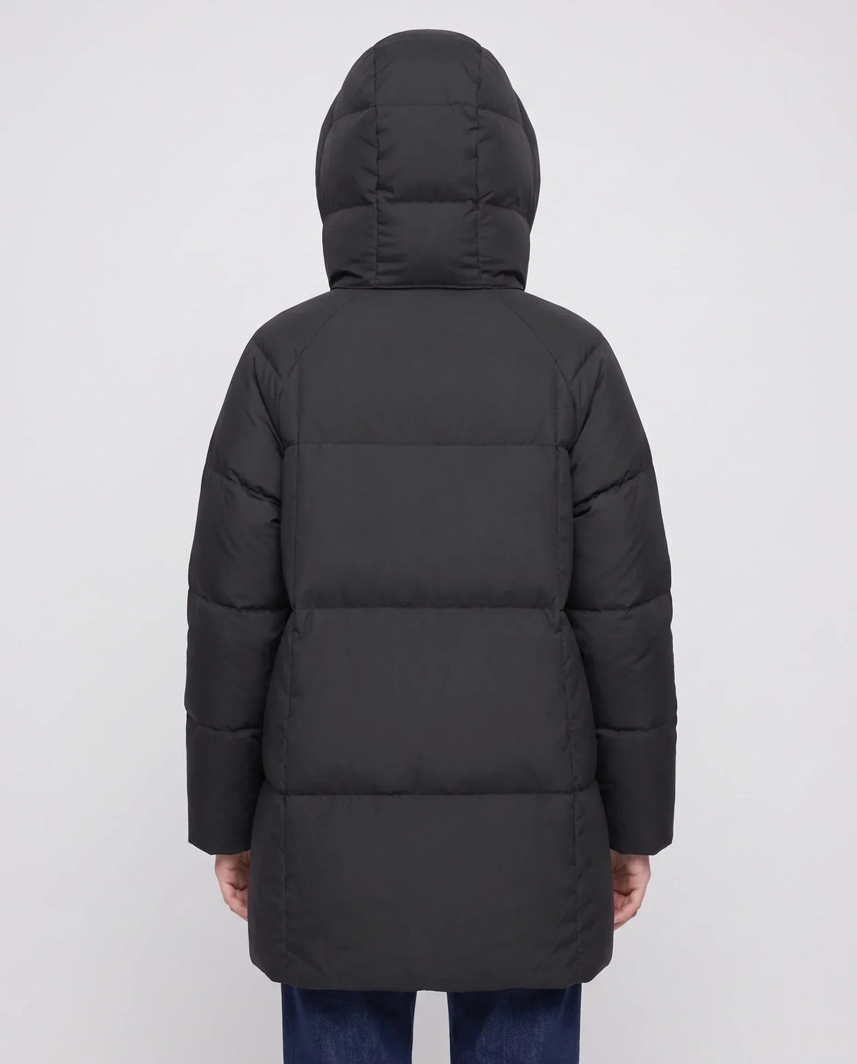 Mid-Length Puffer Jacket with Oversized Funnel Hood