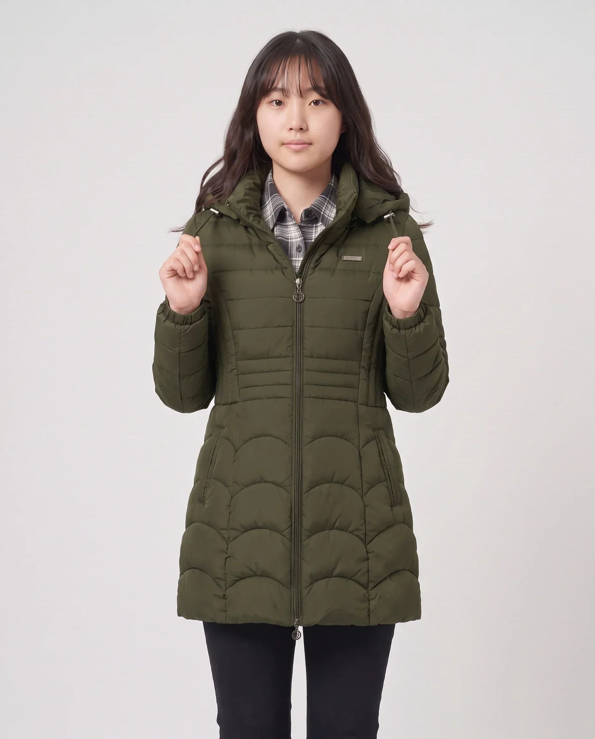 Fitted Mid-Length Hooded Puffer Jacket