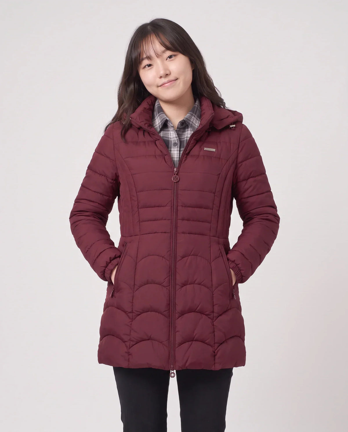Fitted Mid-Length Hooded Puffer Jacket