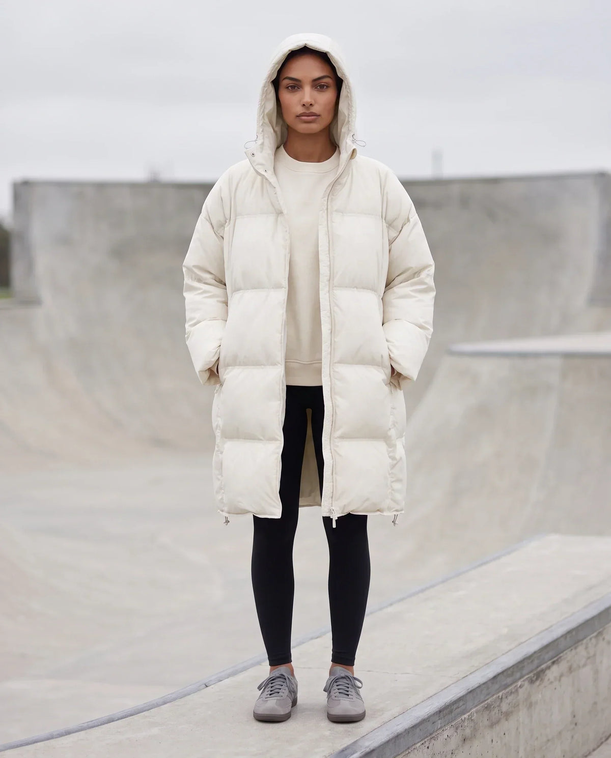Oversized Mid-Length Hooded Puffer Jacket