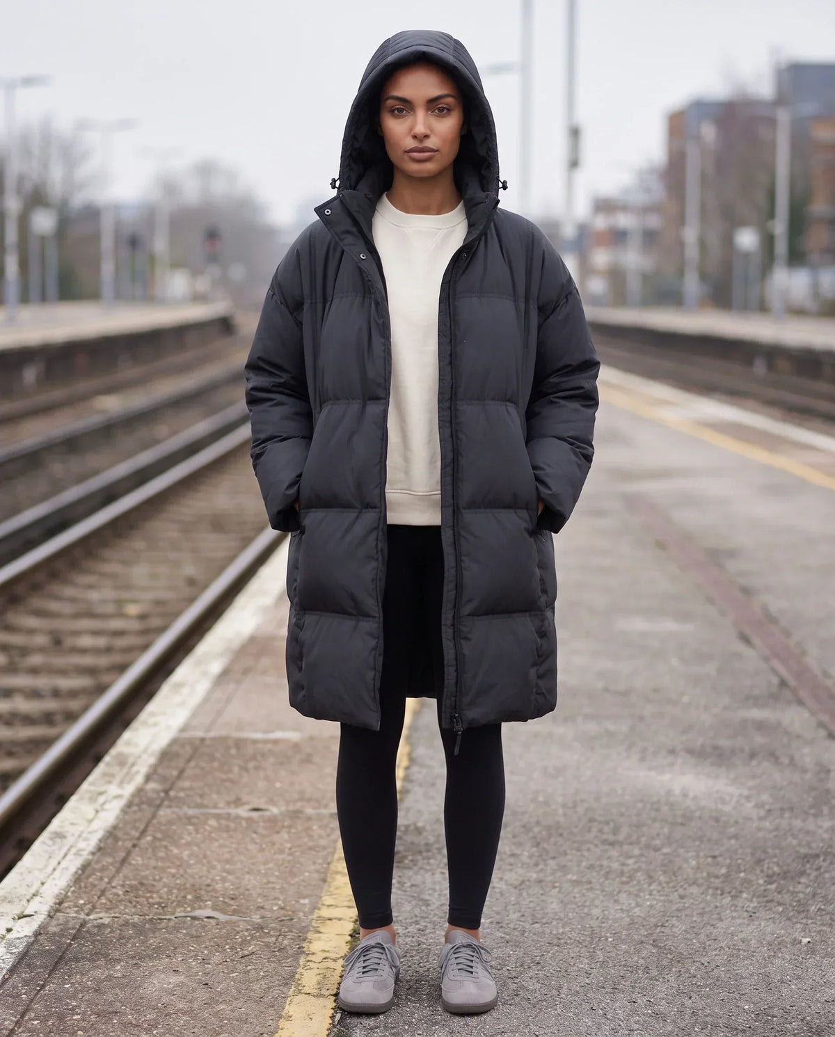 Oversized Mid-Length Hooded Puffer Jacket