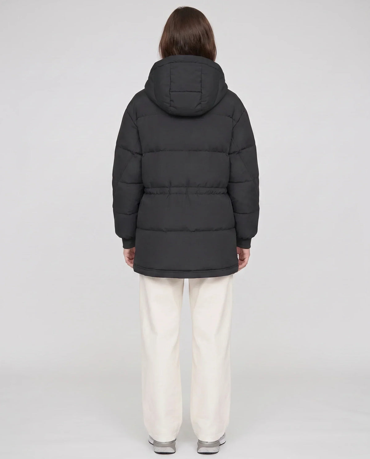 Mid-Length Parka-Style Puffer Jacket with Patch Pockets