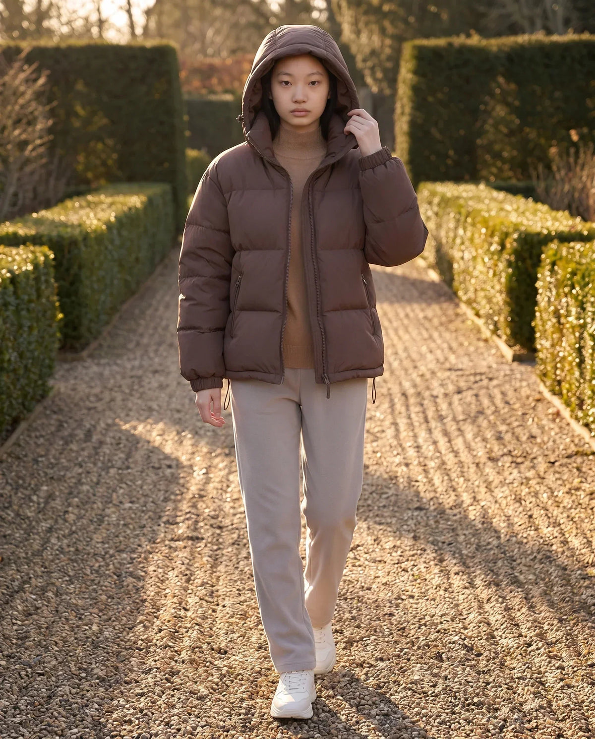 Short Oversized Puffer Jacket with Detachable Hood