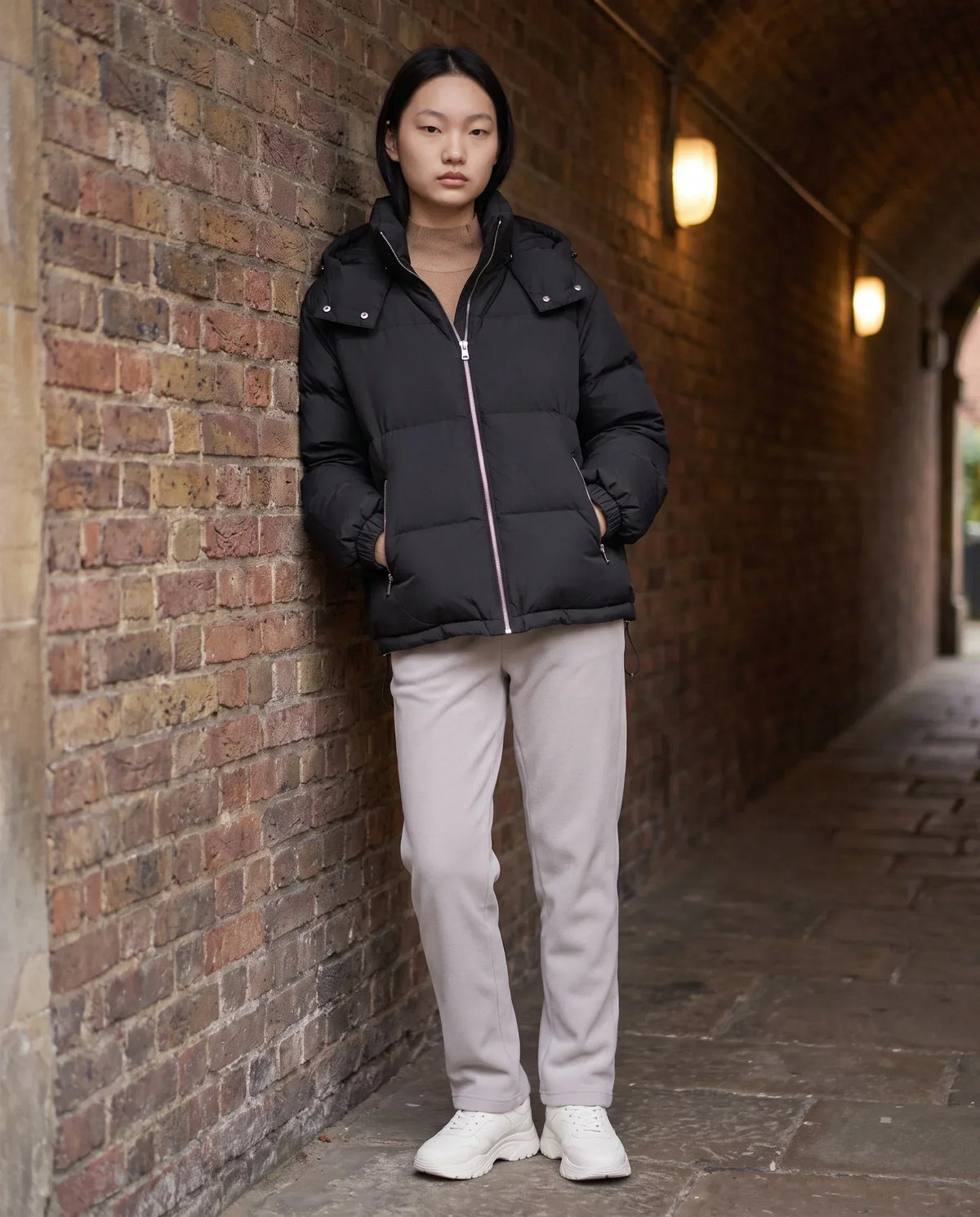 Short Oversized Puffer Jacket with Detachable Hood