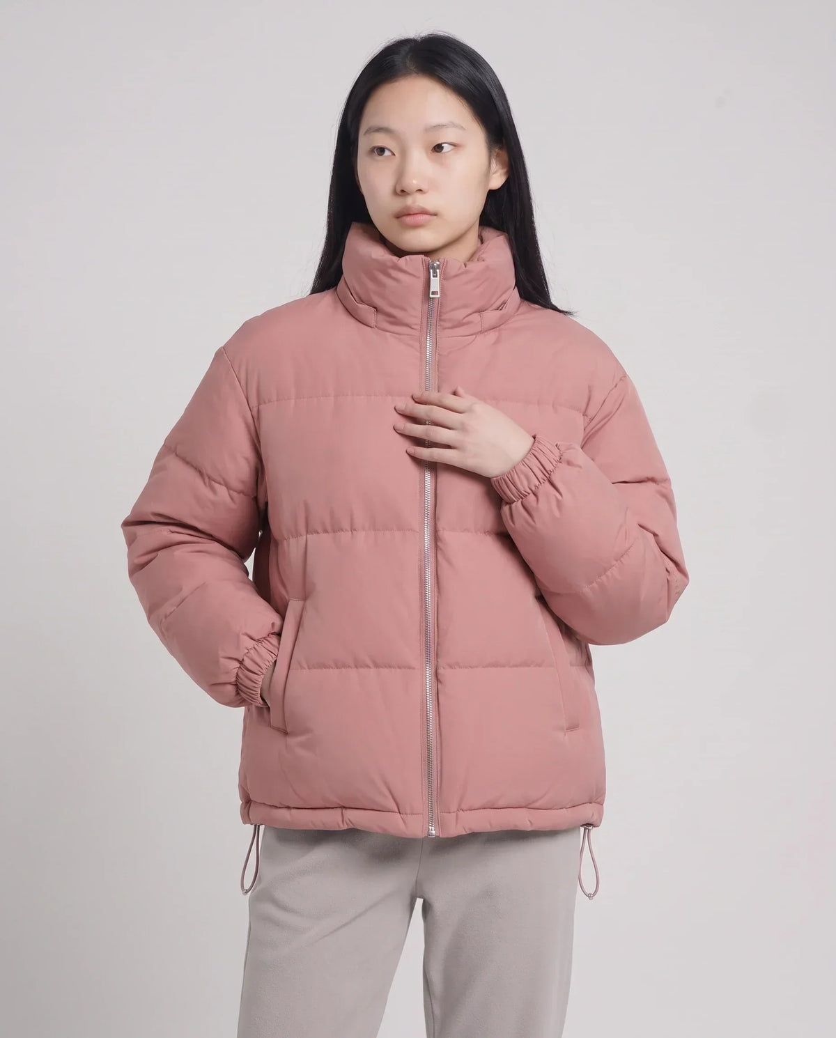 Short Oversized Puffer Jacket with Detachable Hood