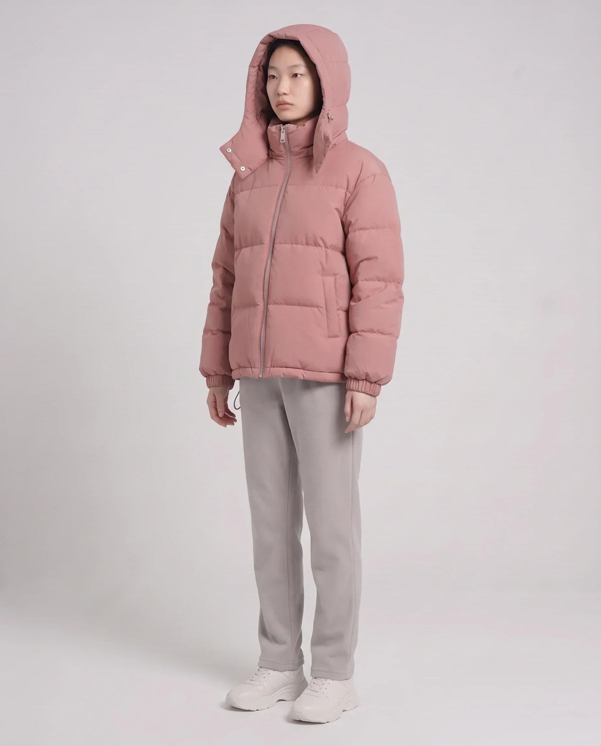 Short Oversized Puffer Jacket with Detachable Hood