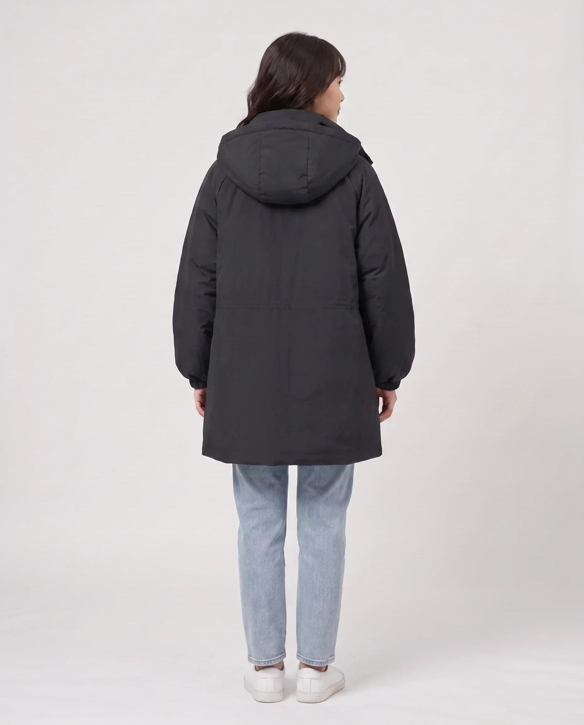 Oversized Hooded Puffer Jacket with Gathered Collar
