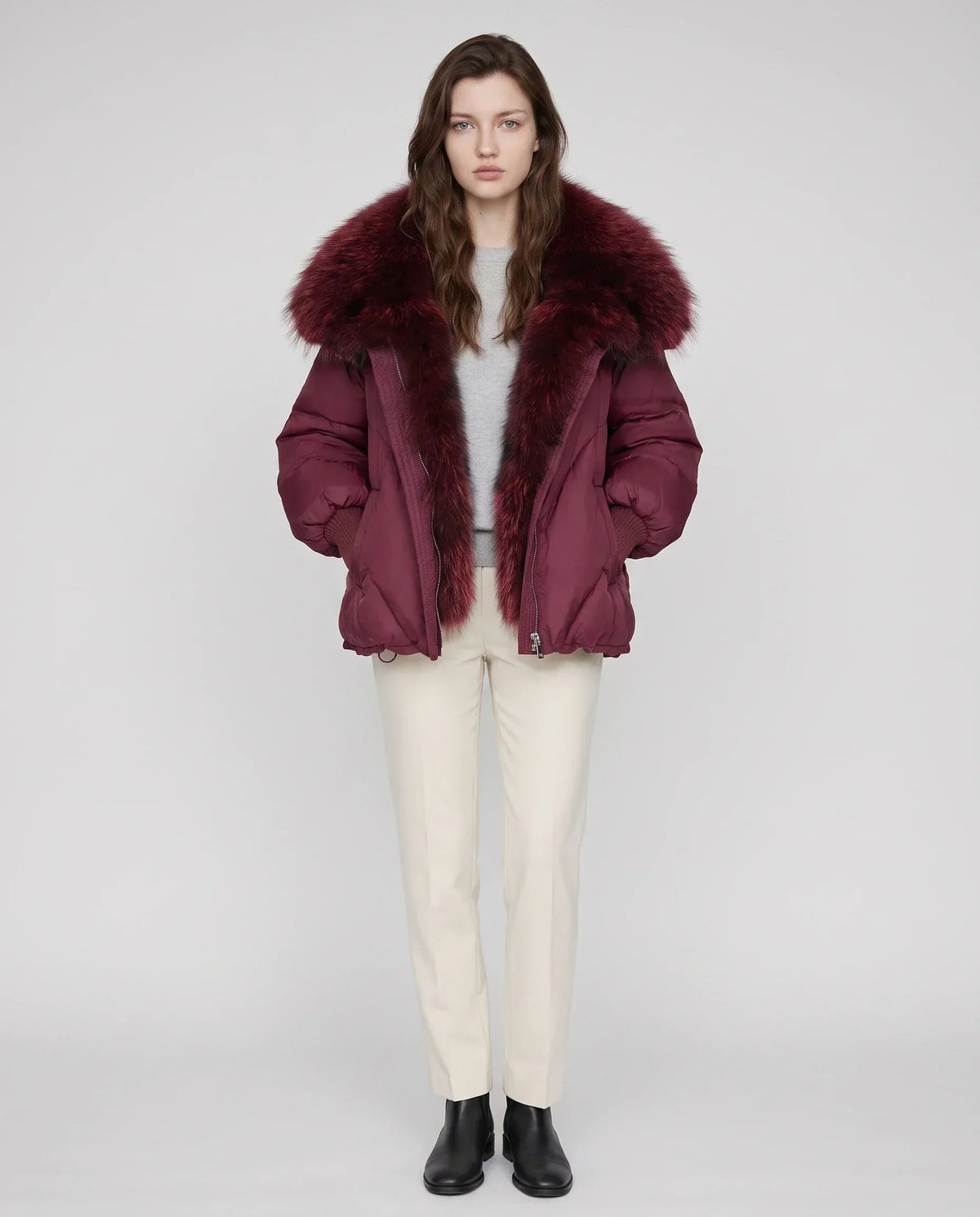 Oversized Puffer Jacket with Faux Fur Shawl Collar