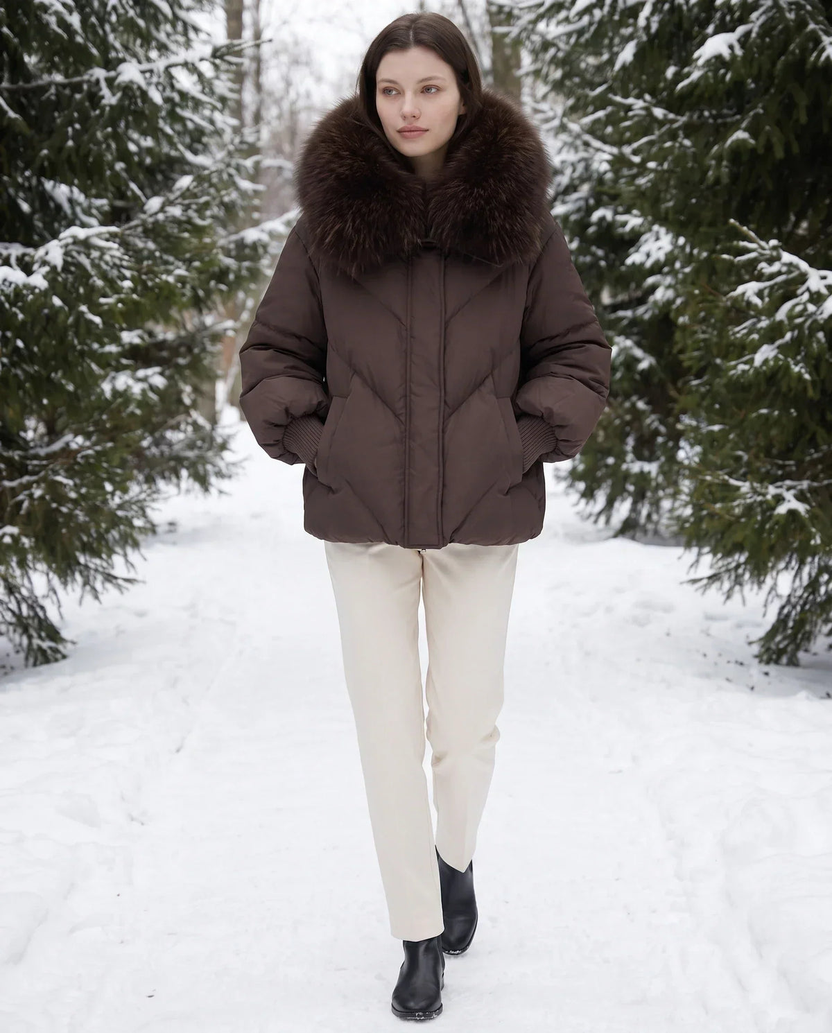 Oversized Puffer Jacket with Faux Fur Shawl Collar