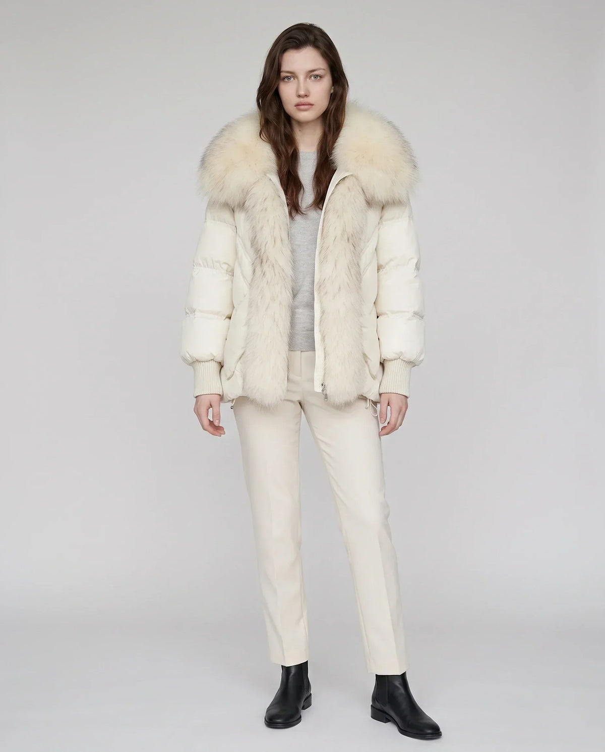 Oversized Puffer Jacket with Faux Fur Shawl Collar