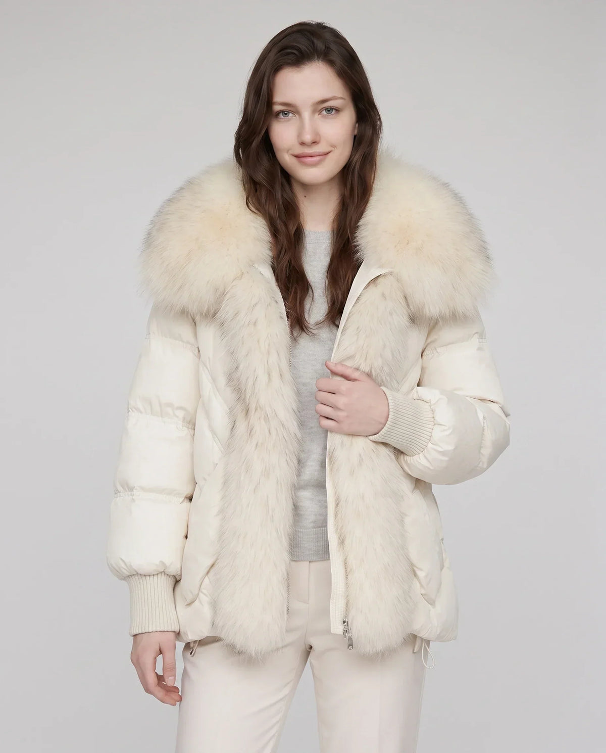 Oversized Puffer Jacket with Faux Fur Shawl Collar