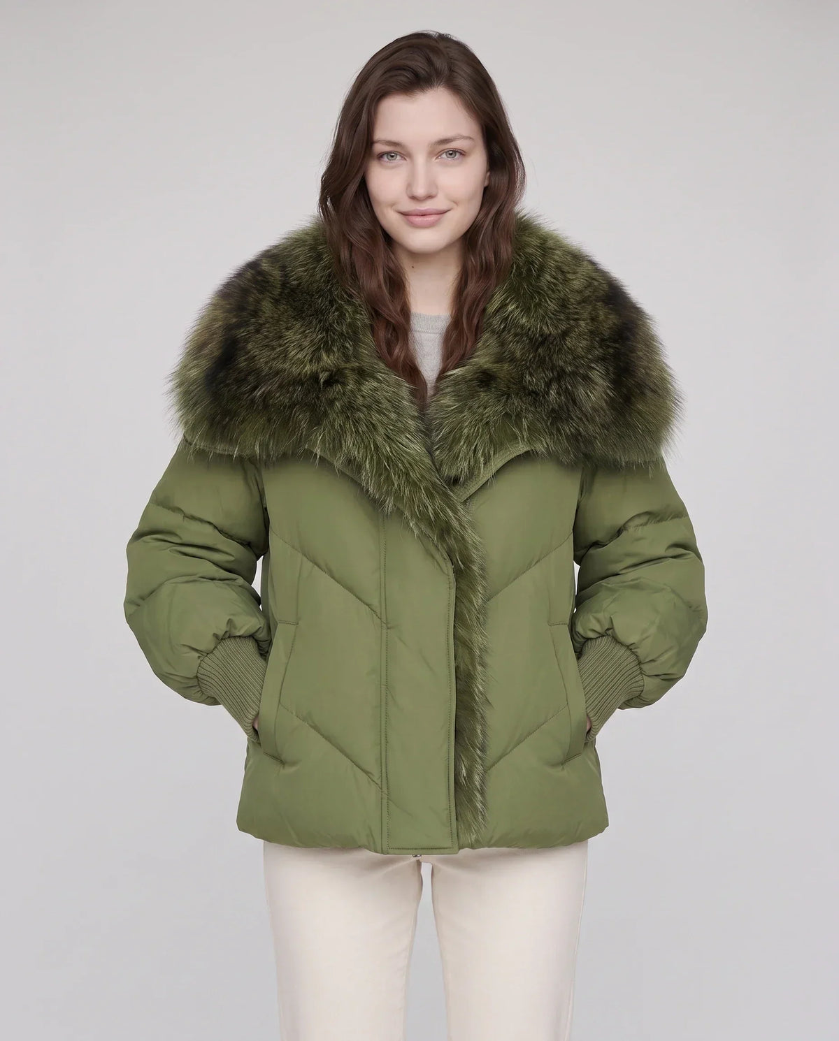 Oversized Puffer Jacket with Faux Fur Shawl Collar