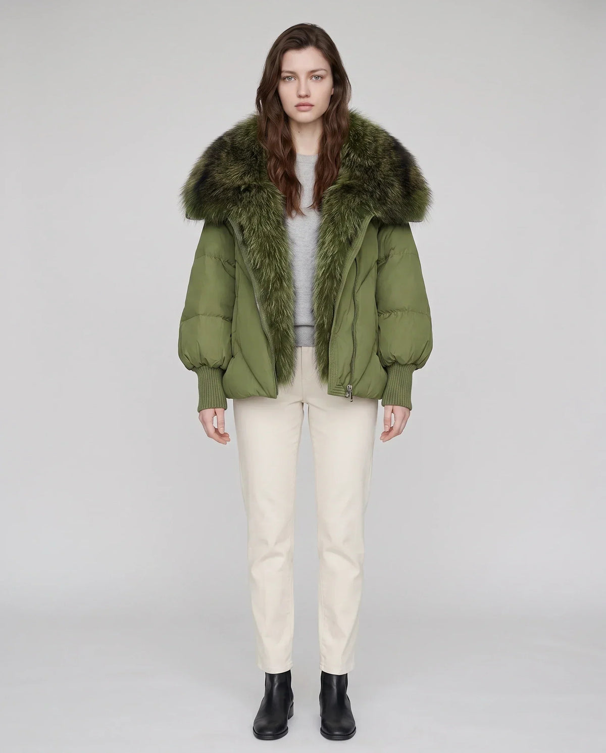 Oversized Puffer Jacket with Faux Fur Shawl Collar
