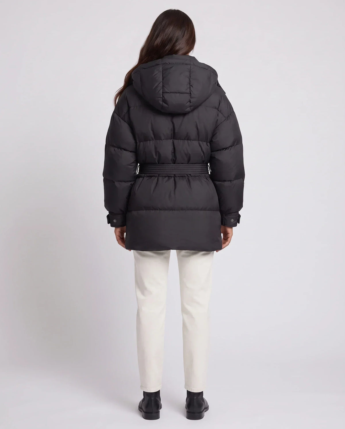 Oversized Hooded Puffer Jacket with Belt