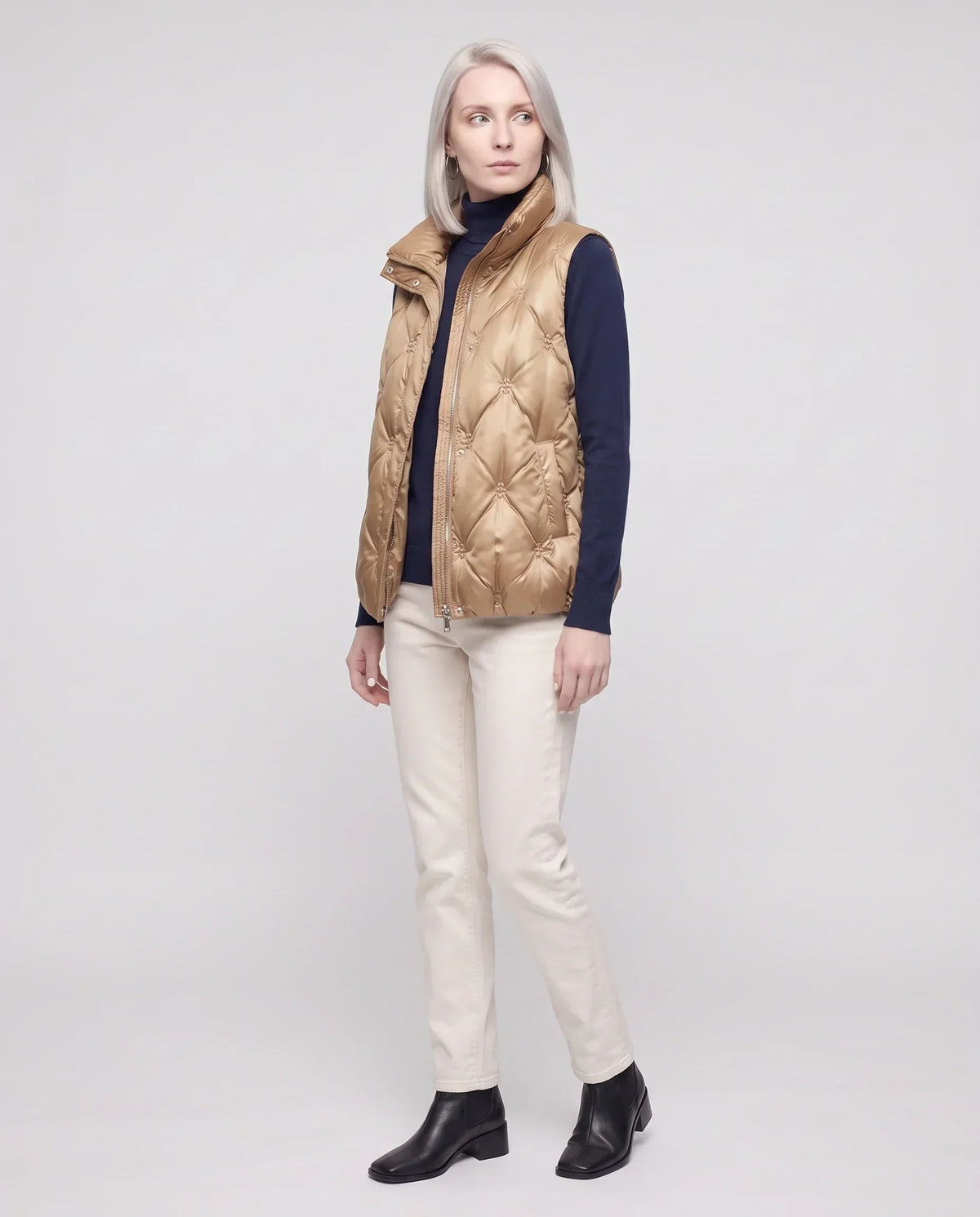 Satin Diamond-Quilted Puffer Gilet