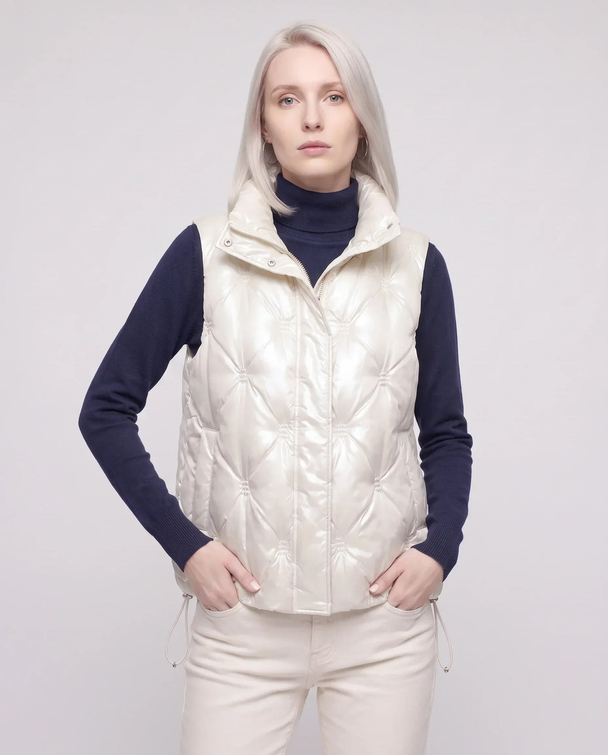 Satin Diamond-Quilted Puffer Gilet