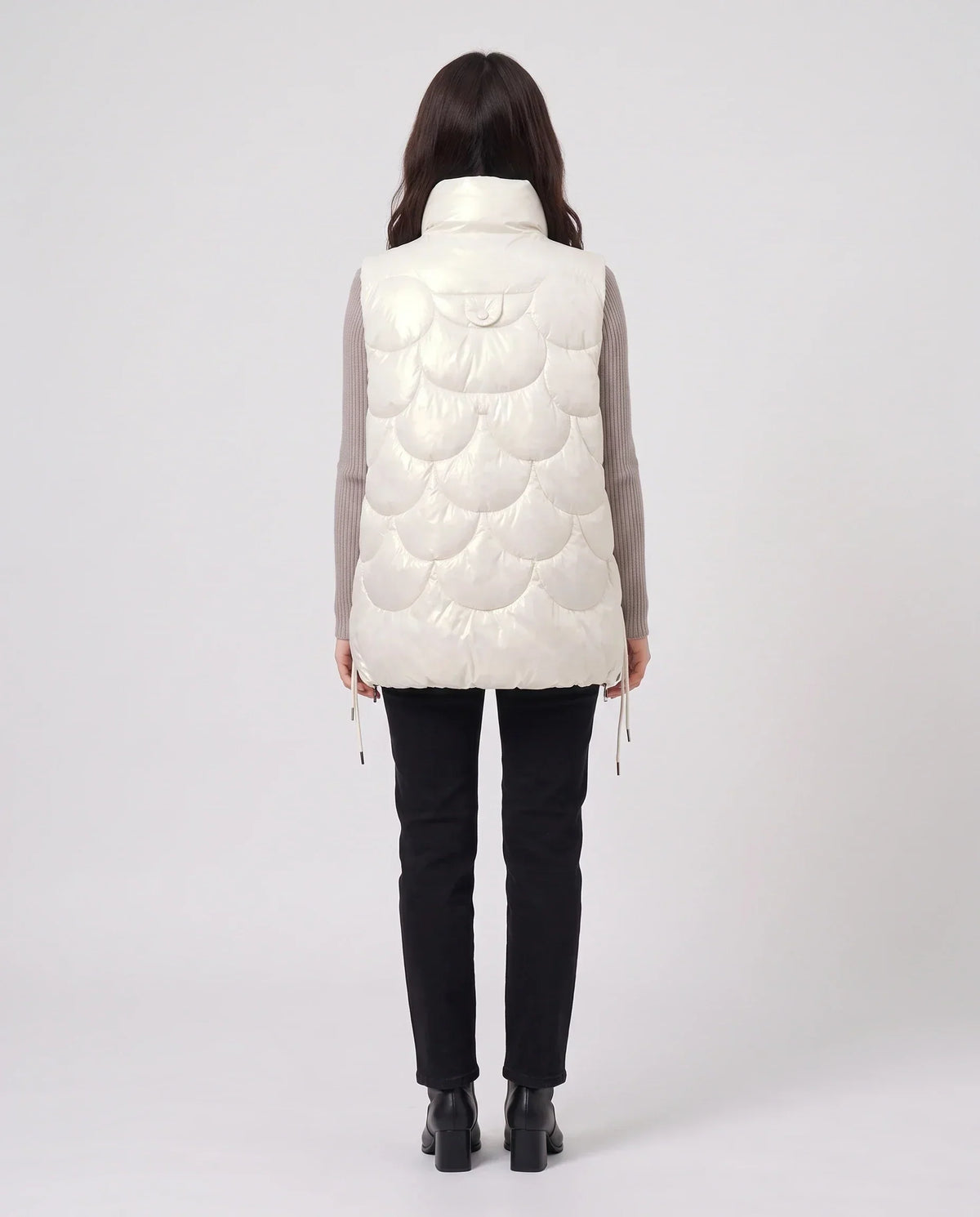 Shiny Puffer Gilet with Funnel Collar